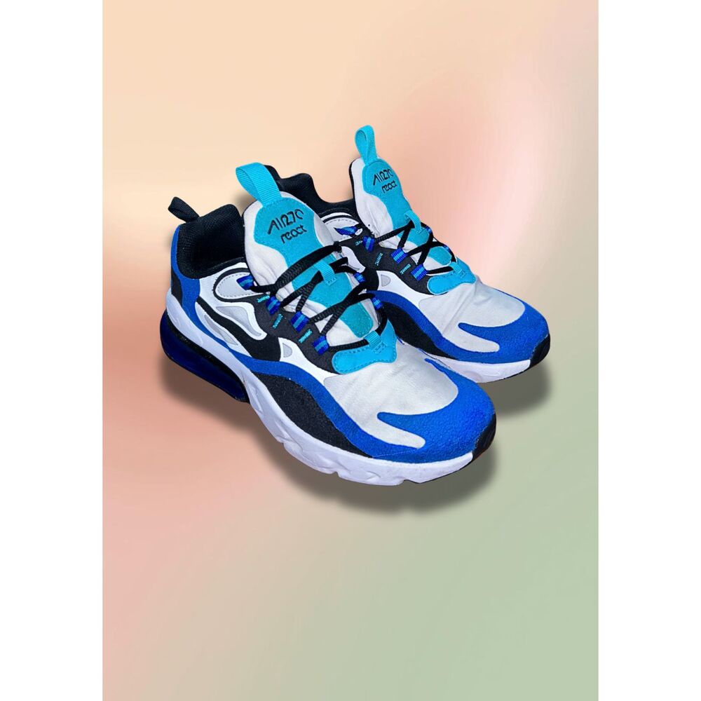 Nike Air Max 270 React White Blue Black Youth Size 5Y Women's 6.5 BQ0103-105